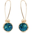 thumbnail image 1 of Humble Chic Peacock Blue Druzy Threaders - Boho Glitter Long Drop Earrings for Women, 1 of 8