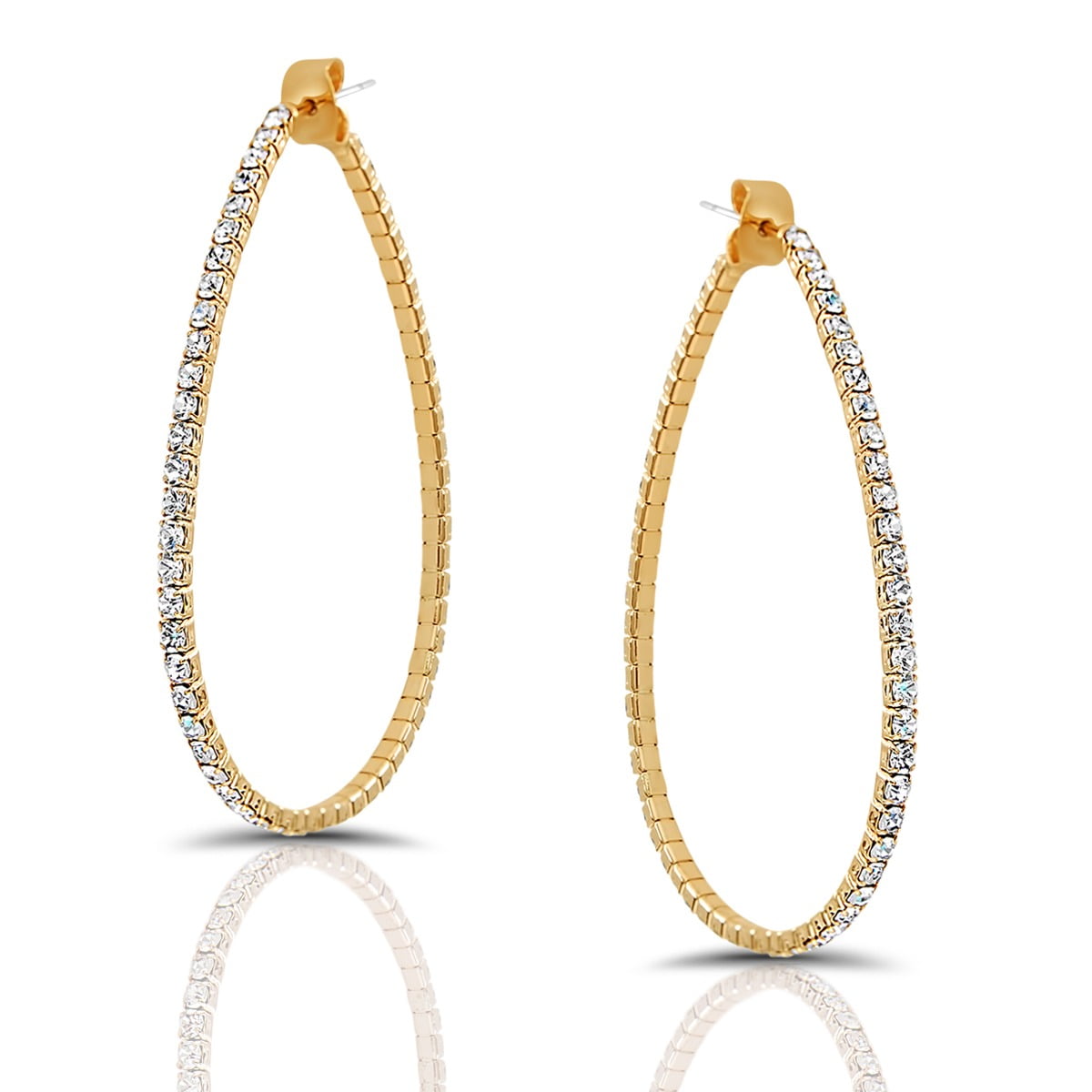 Humble Chic Rhinestone Hoop Earrings For Women - Gold CZ Teardrop Hoops ...