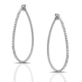 thumbnail image 1 of Humble Chic Rhinestone Hoop Earrings For Women - Silver CZ Teardrop Hoops - 2 inch, 1 of 9