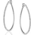 thumbnail image 1 of Humble Chic Rhinestone Hoop Earrings For Women - Silver CZ Teardrop Hoops - 2 inch, 1 of 9
