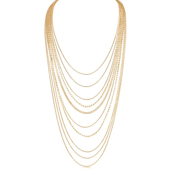 Humble Chic Rhinestone Necklace for Women - Gold Long Layered CZ Necklaces