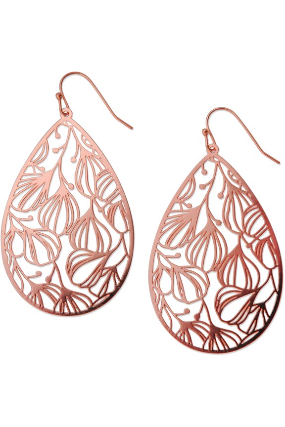 Rose Gold Dangle Earrings For Women - Filigree Flower Earrings For Women