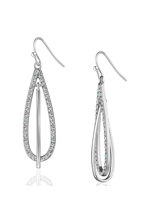Simulated Diamond Dangle Earrings for Women - Cubic Zirconia Crystal Long Dangling Earrings - Hypoallergenic and Safe for Sensitive Ears