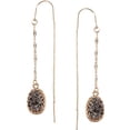 thumbnail image 1 of Humble Chic Simulated Druzy Chain Bar Threaders - Long Sparkly Needle Drop Earrings, Simulated Hematite, 1 of 4