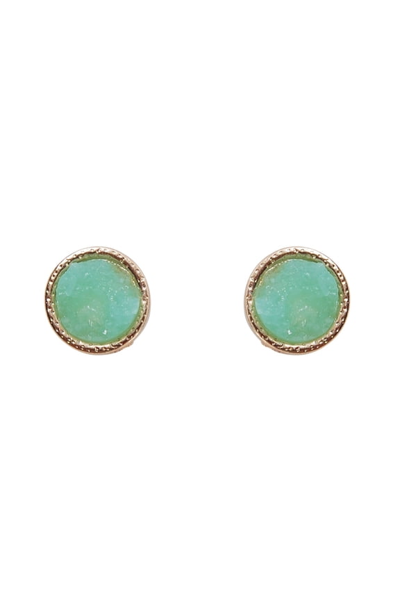 Simulated Druzy Studs - 10mm Dainty Stud Earrings, 10mm Aqua