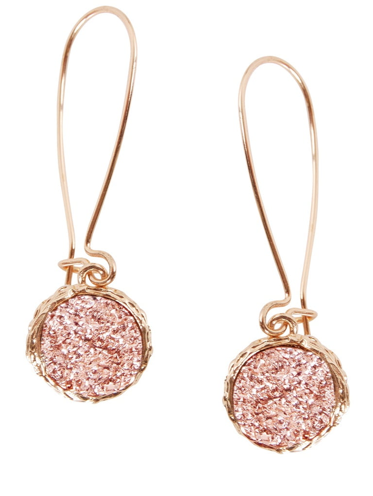 Humble Chic Rose Gold Druzy Earrings for Women - Long Threader