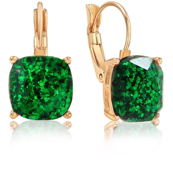 Humble Chic Simulated Emerald Green Earrings for Women - Sparkly Green Dangles