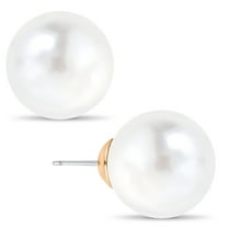 Humble Chic Simulated Pearl Studs - Big Faux Round Oversized Earrings, 14mm White