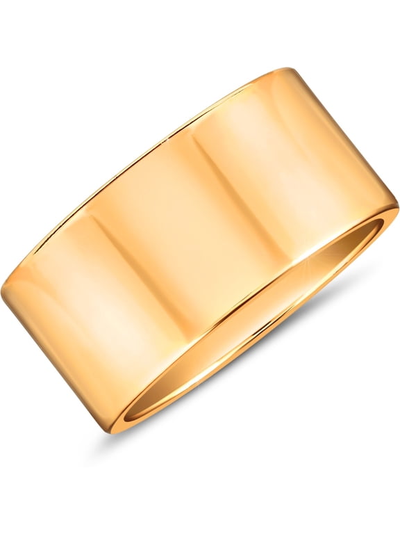 Chunky Rings for Women - 18K Gold Plated Boho Wide Band Stackable, Size 8
