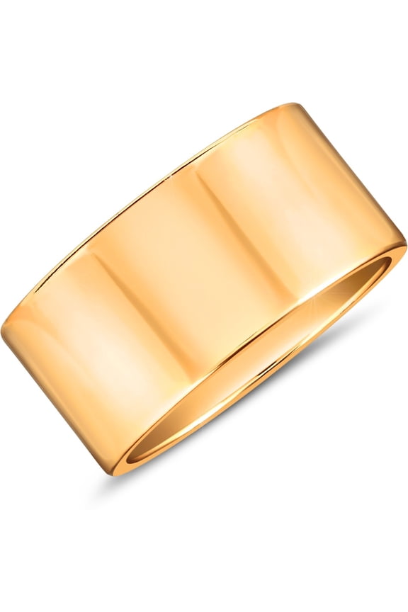 Smooth Chunky Rings for Women - 18K Gold Plated Stacking Ring, Size 7