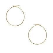 Humble Chic Thin Hoop Earrings - Wire Threader Loop Drop Dangle, 18K Gold Plated - 1 inch