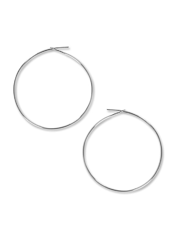 Thin Hoop Earrings for Women - 925 Sterling Silver Plated Threader Dangles