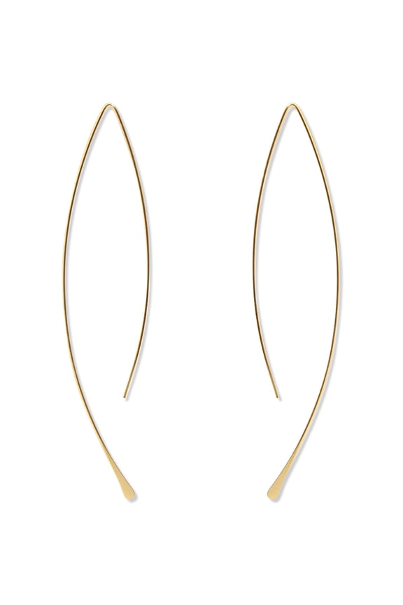 Upside Down Hoop Earrings - 18K Gold Plated Lightweight Wire Drops