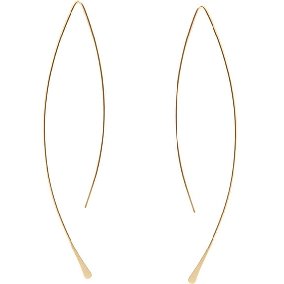 Humble Chic Upside Down Hoop Earrings - Needle Drop Dangle Threader Hoops, 18K Gold Plated