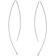 Humble Chic Upside Down Hoop Earrings - Needle Drop Dangle Threader Hoops, 925 Silver Plated