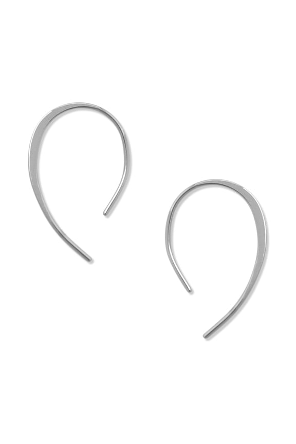 Upside Down Hoop Earrings - Silver Hypoallergenic Wire Threader Hoops for Women