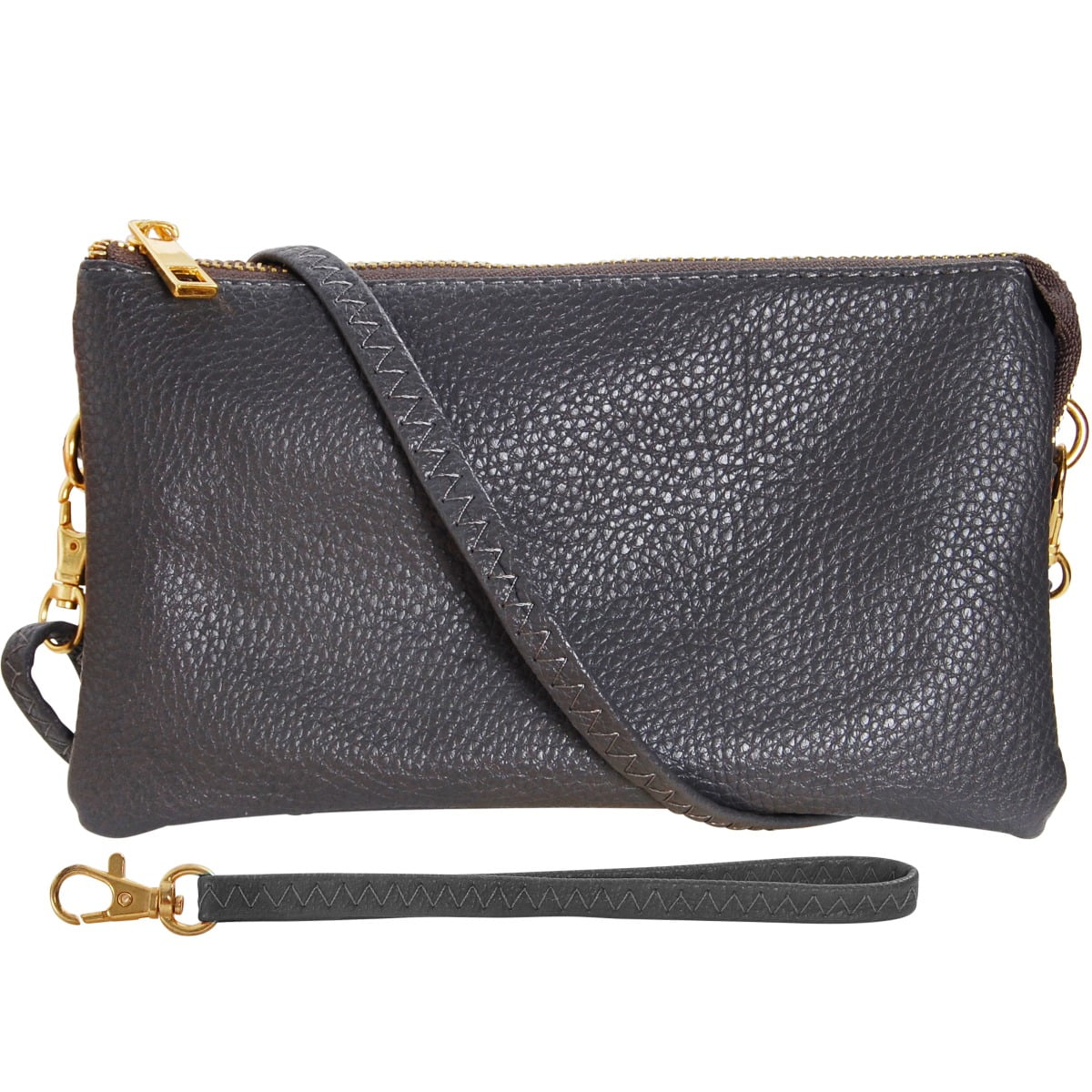Humble Chic NY Vegan Leather Small Crossbody Bag or Wristlet Clutch Purse,  Includes Adjustable Shoulder and Wrist Straps, Black: : Fashion