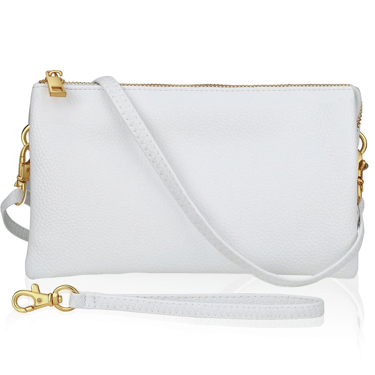 Humble Chic White Clutch Purse Wristlets for Women - Vegan Leather Crossbody Bags