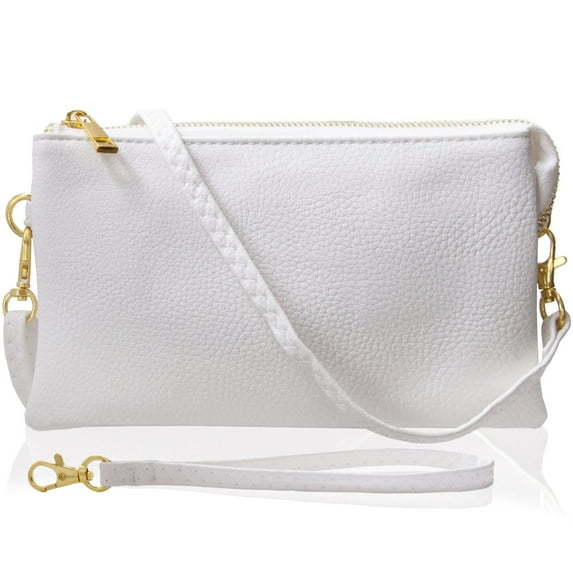Humble Chic White Clutch Purse Wristlets for Women - Vegan Leather Crossbody Bags