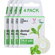 The Humble Co. Dental Floss (4pack) - Vegan, Eco Friendly, Sustainable Waxed Dental Floss with Natural Xylitol, 55 Yards of Adult and Kids Floss for Gum Care and Dental Care (Mint)