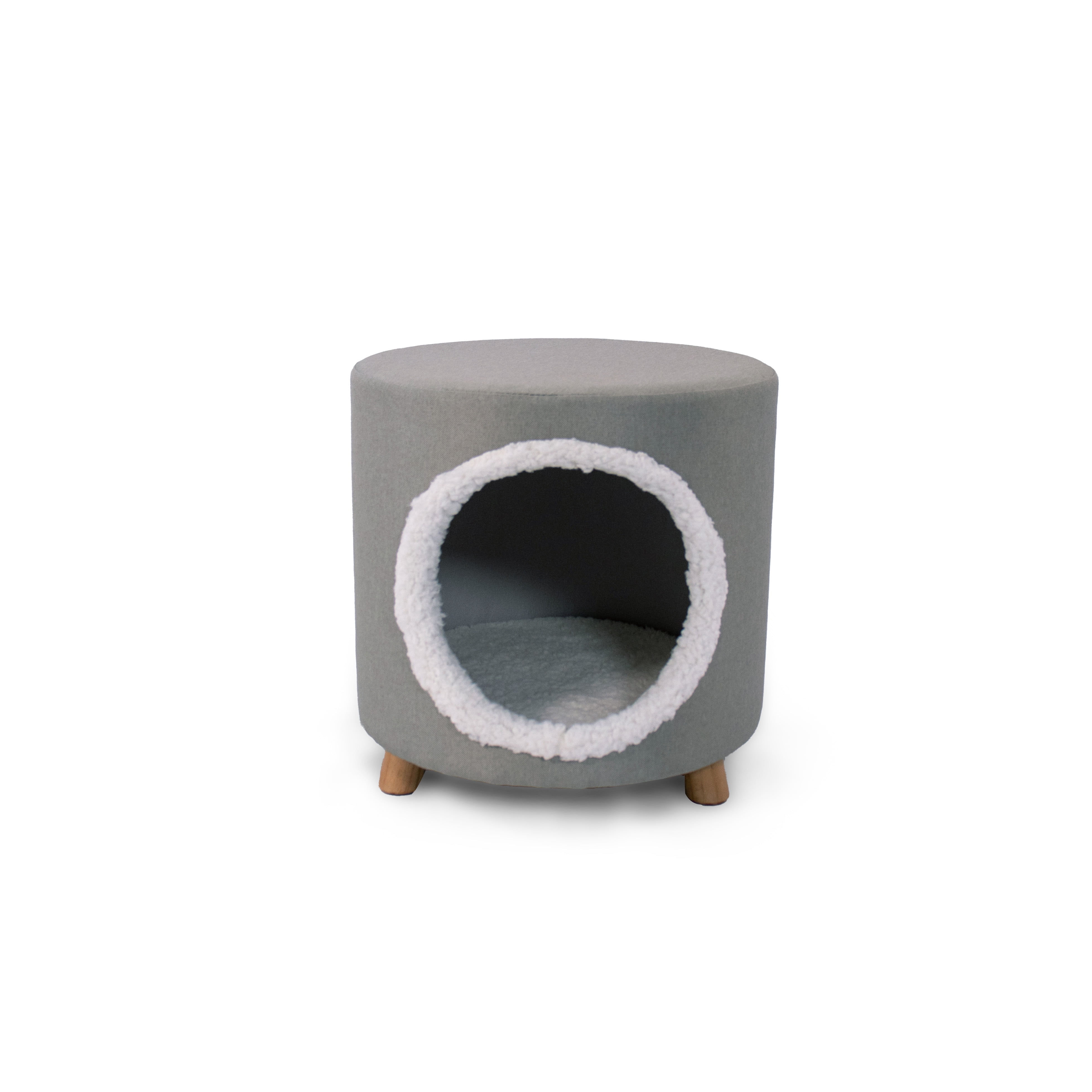 Humble Crew 15 Round Pet Ottoman Cat Condo Footstool Grey Walmart