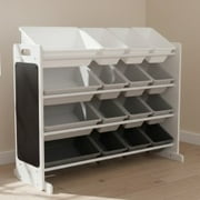 Humble Crew 16 Bin Kids Toy Storage Organizer with Chalkboard, Grey