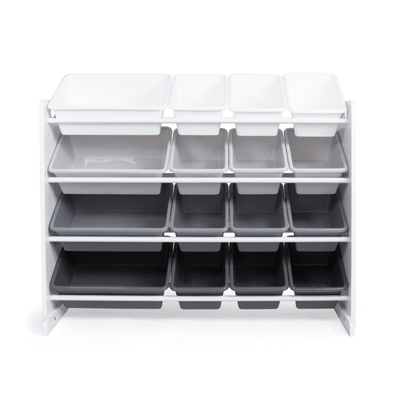 Humble Crew 16 Bin Kids Toy Storage Organizer with Chalkboard, Grey