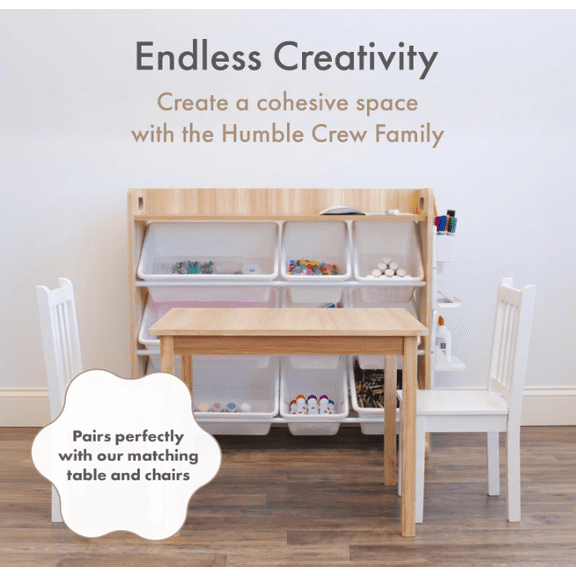 Humble Crew 3-Tier Kids Toy Storage Organizer, Natural/White, 9 Removable Storage Bins with Top Shelf, Toddler Toy Organization System for Playroom, Nursery, Bedroom & Classroom
