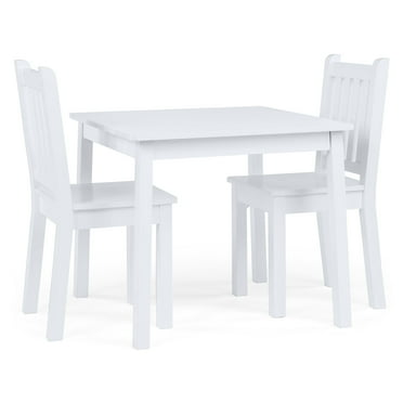 Humble Crew Cambridge Kids Wood Table and 2 Chairs Set, Square, White