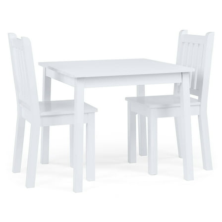Humble Crew Cambridge Kids Wood Table and 2 Chairs Set, Square, White