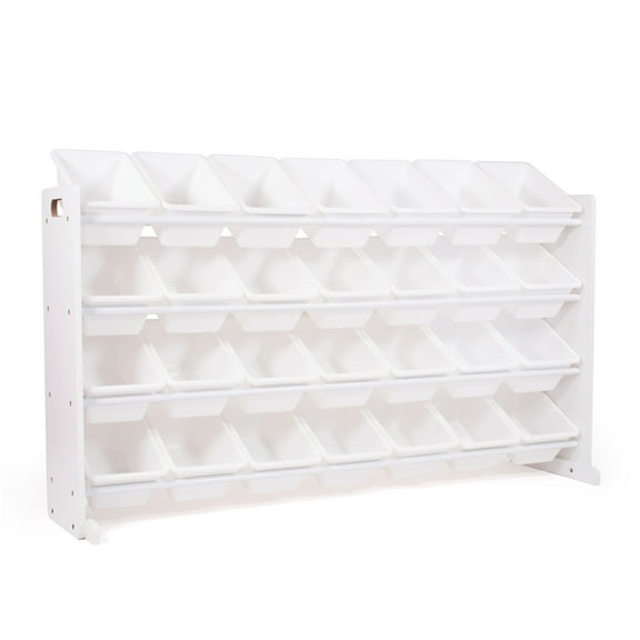 Humble Crew Cambridge Mega Kids Toy Storage Organizer with 28 Plastic Storage Bins, White