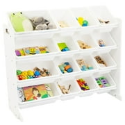 Humble Crew Storage Organizer with 16 Plastic Bins for Kids & Toddlers, White