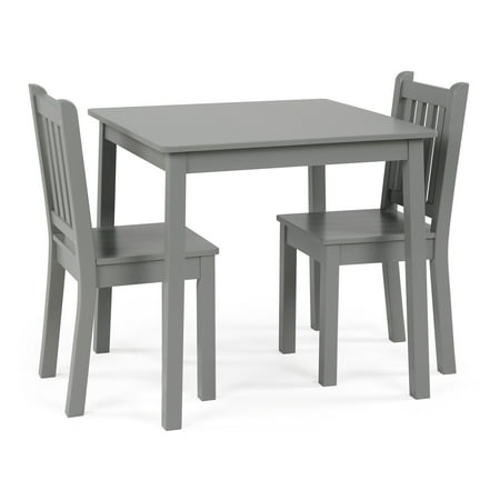 Humble Crew Camden Kids Wood Table and 2 Chairs Set, Square, Grey
