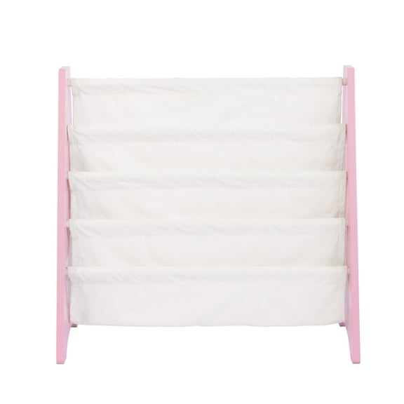 Humble Crew Kids and Toddler Bookcase 4 Tier Book Storage, Pink/White