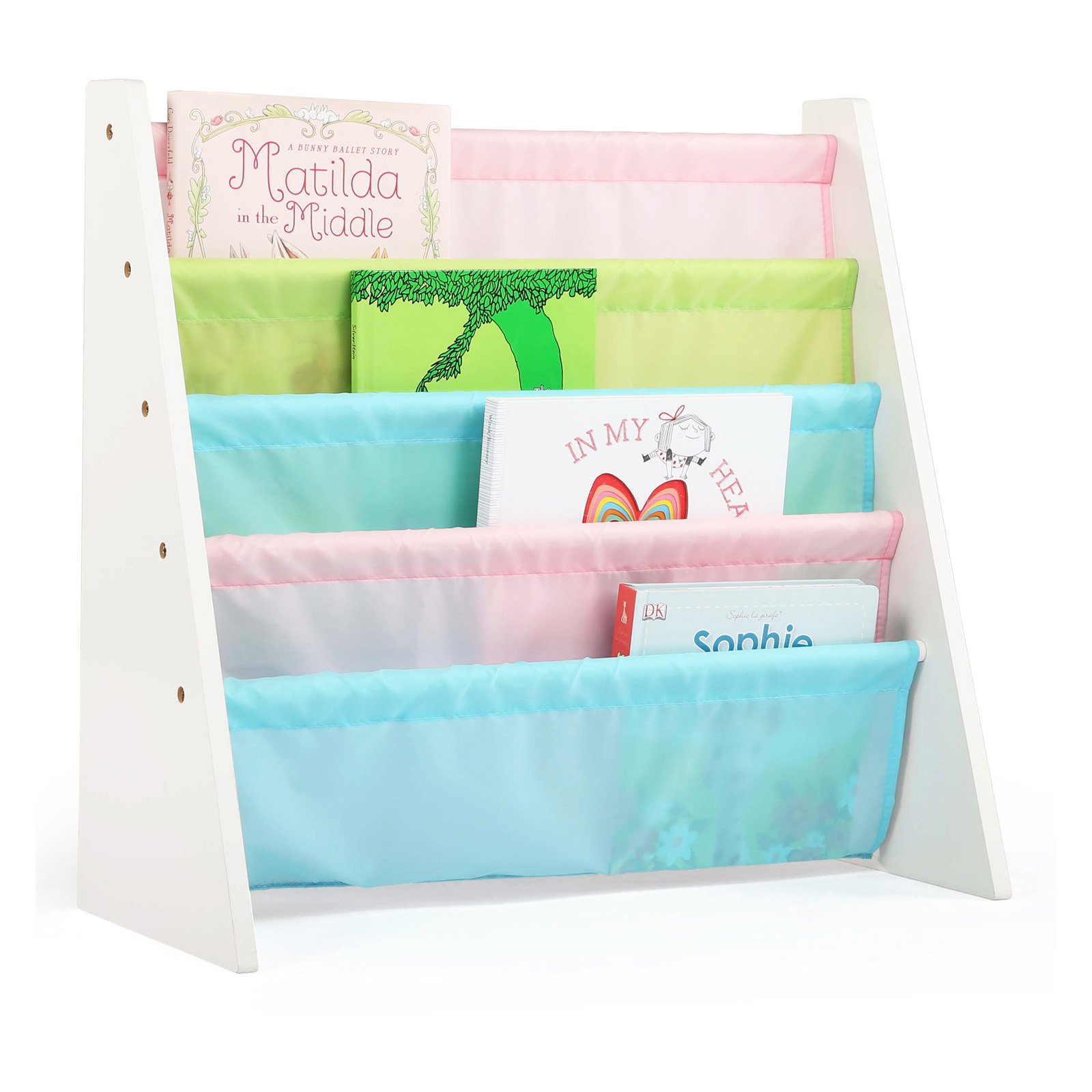 Humble Crew Child Book Rack with Fabric Sling Sleeves, Pastel, 4 Shelves - image 1 of 14