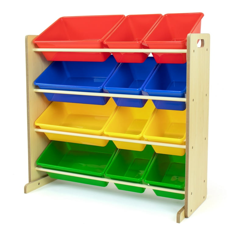 Humble Crew Primary Toy Storage Organizer with 12 Plastic Storage Bins Natural Primary