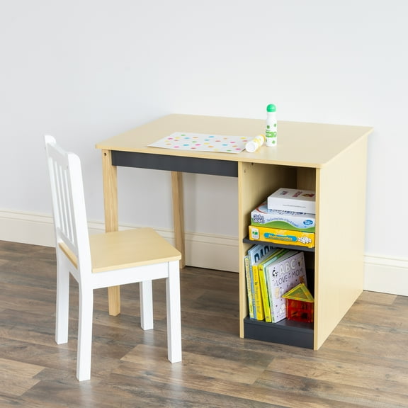 Humble Crew Kids Desk & Chair Set, Natural/Black/White/Grey
