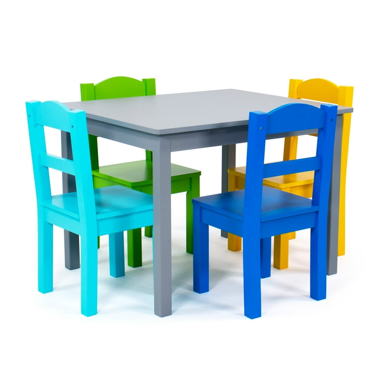 Humble Crew Kids Wood Activity Table and 4 Chairs Set, Multi-Color
