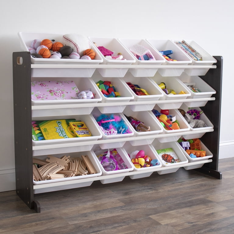 ミニチュアトレー　オフホワイト Humble Crew Espresso Kids Toy Storage Organizer with 20 Bins
