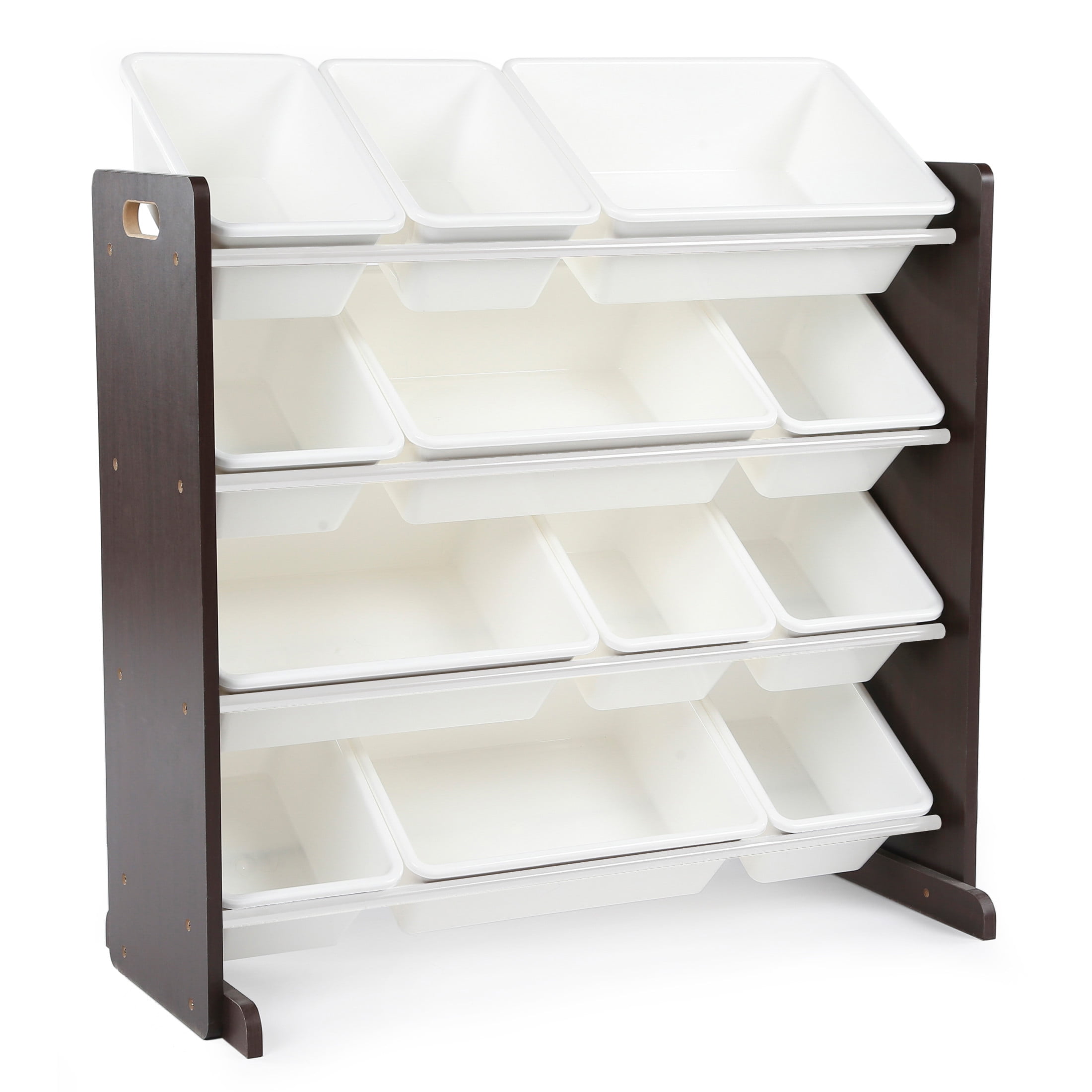Humble Crew Espresso Toy Storage Organizer with 12 Plastic Storage
