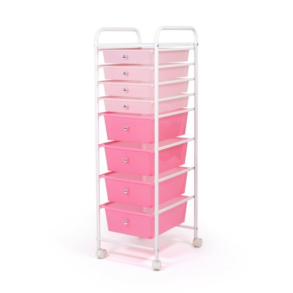 Humble Crew Essentials 8 Drawer Rolling Storage Cart with Wheels, Pink
