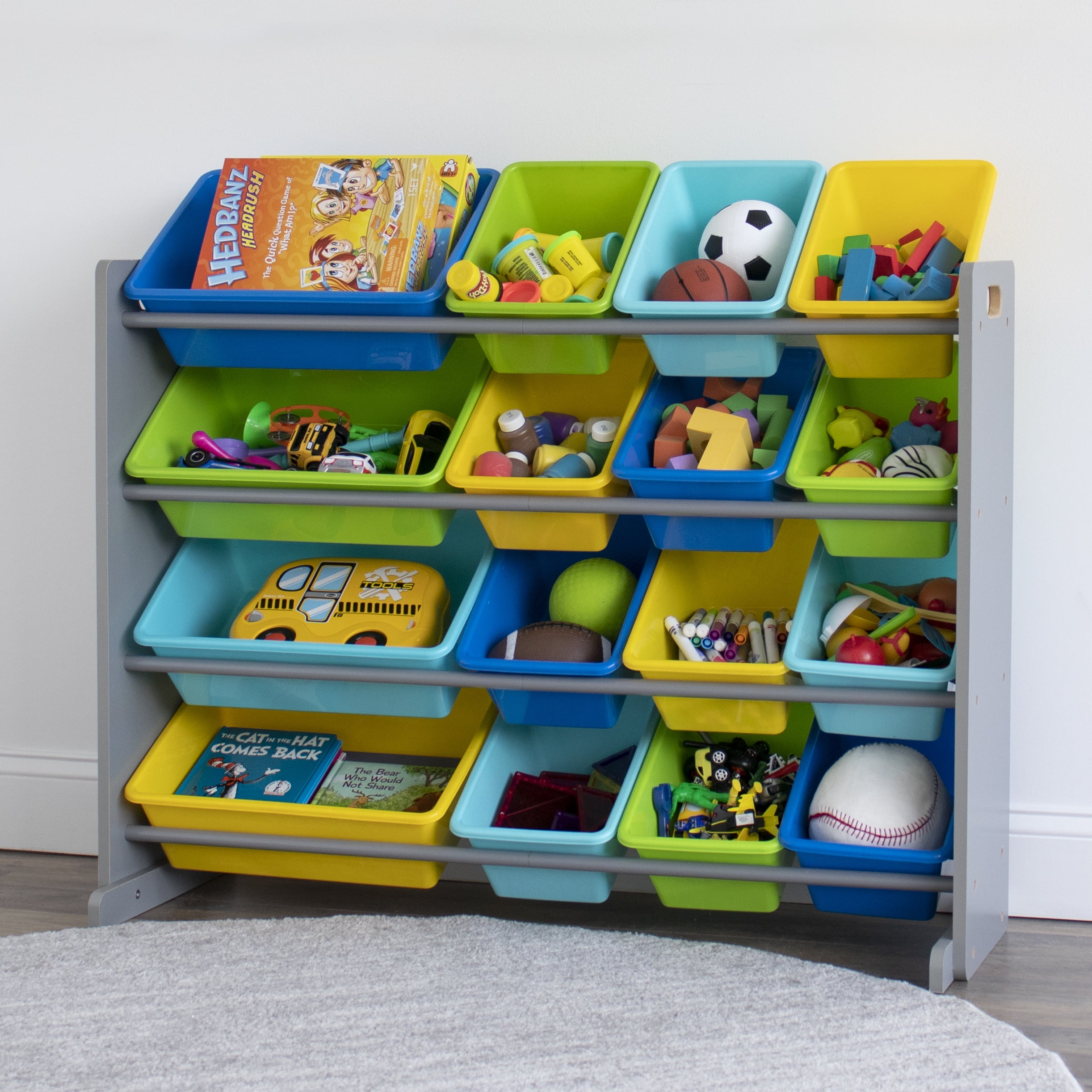Humble Crew Grey/Multi Super-Sized Kids Toy Storage Organizer w/ 16 ...