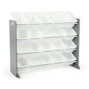 Humble Crew Inspire Supersized Toy Storage Organizer with 16 Plastic Storage Bins, Grey/White