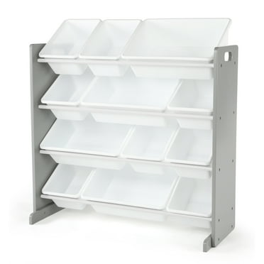 Humble Crew Inspire Toy Storage Organizer with 12 Plastic Storage Bins, Grey/White