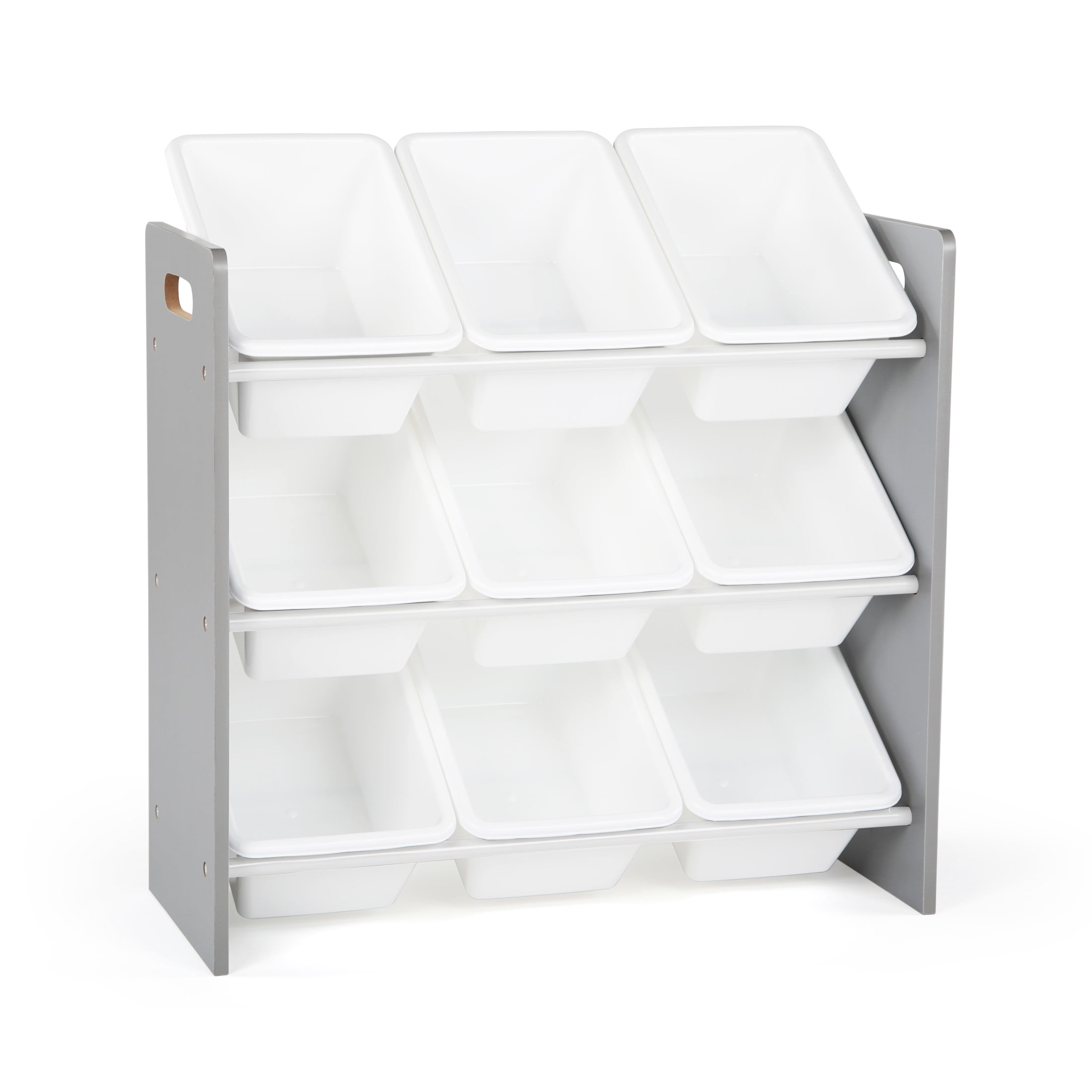 Humble Crew Kids Toy Storage Organizer with 9 Plastic Storage Bins, Grey/White