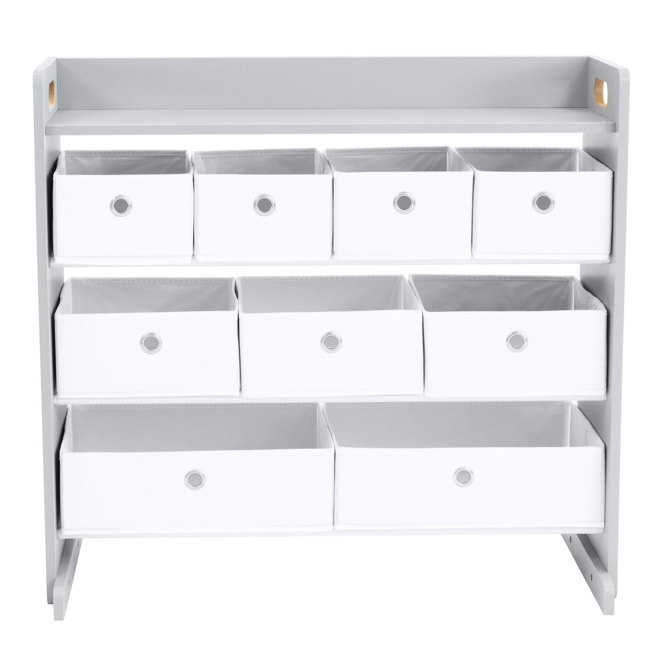 Libreria Portagiocattoli Humble Crew Con 20 Contenitori In Plastica - Naturale E Bianco - Scaffale Organizzatore Per Cameretta