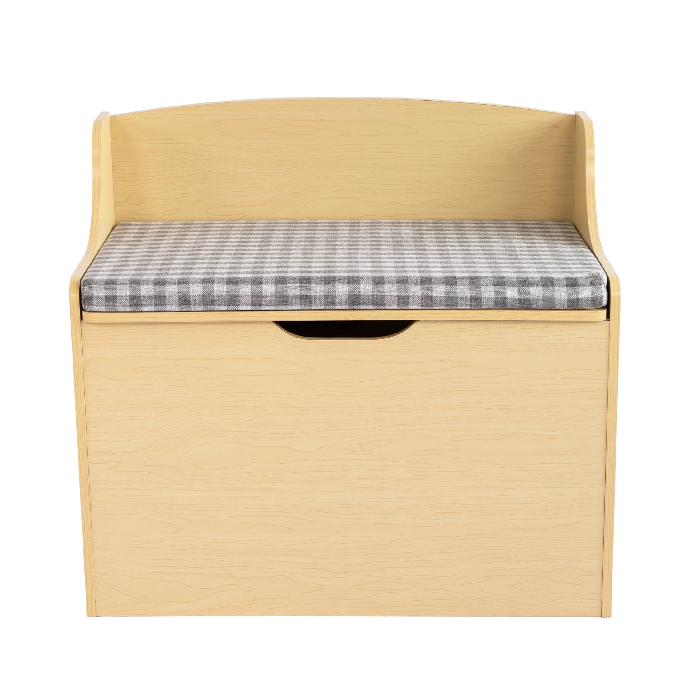 Humble Crew Jaime Hinged Toy Storage Chest with Removable Cushion, Natural/Grey