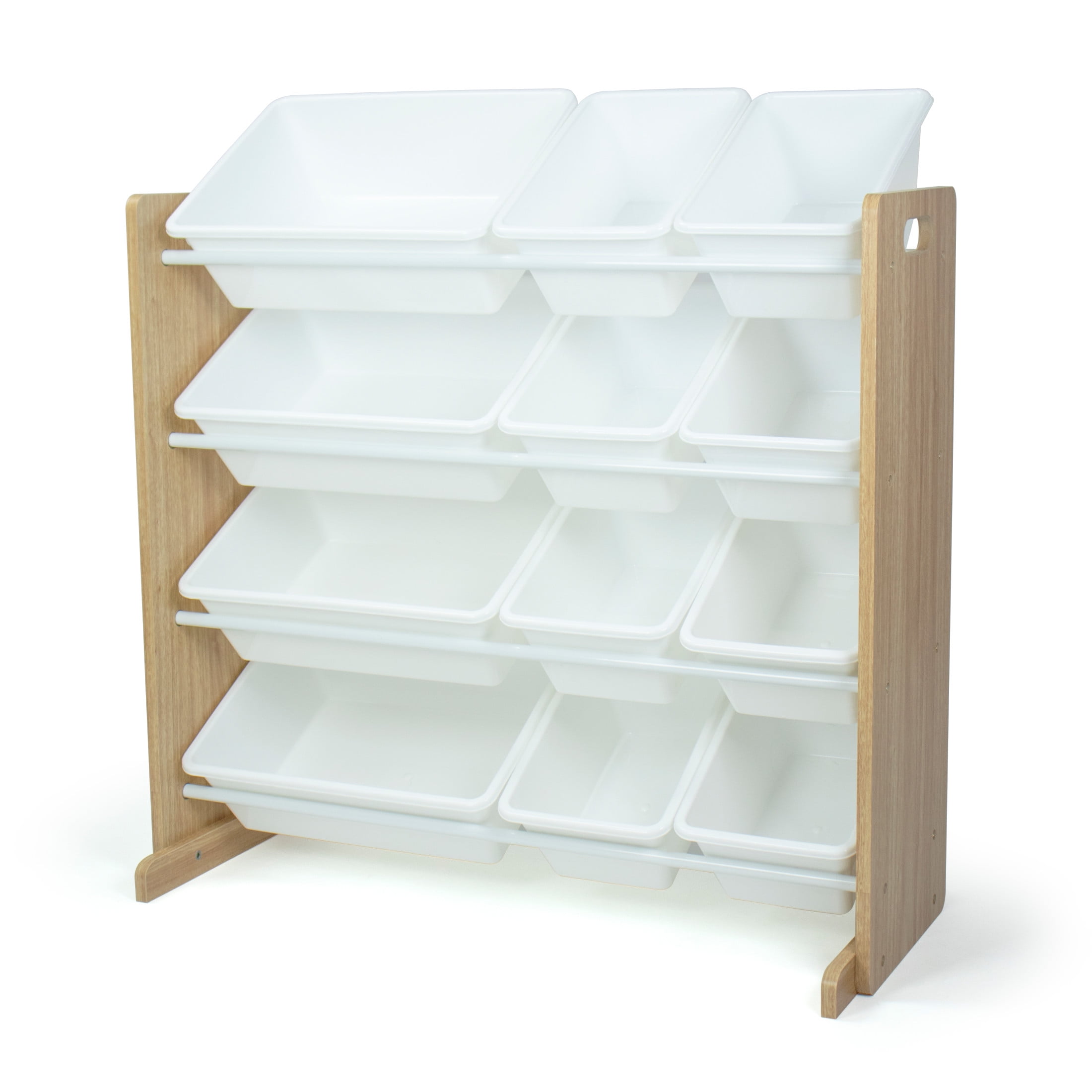 Humble Crew Journey Kids Toy Storage Organizer with 12 Storage Bins, Natural Wood/White