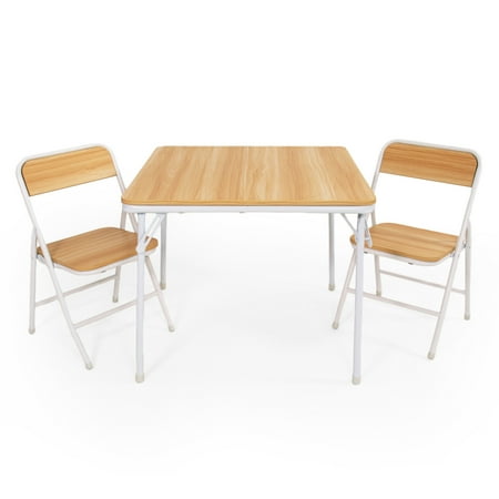Humble Crew Kids 3-Piece Lightweight Activity Table and Chair Set, Natural Wood and White