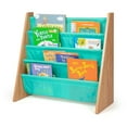 thumbnail image 1 of Humble Crew Kids Bailey Bookshelf 4 Tier Book Storage, Natural/Seafoam, 1 of 6